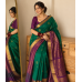 Bottle Green Pure Handloom Kancheepuram Silk Saree