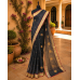 Chanderi Pure Handloom Cotton Silk Saree- Black