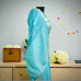 Designer Hand- Embroidered Sequins Work Pure Chinnon Silk Saree- Turquoise Blue