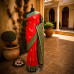 Designer Kancheepuram Hand- Embroidered Semi-Silk Saree- Red