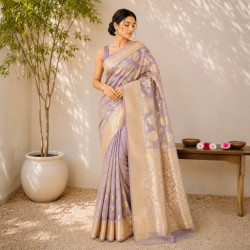 Designer Tissue Semi- Silk Banarasi Saree- Lavender
