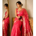 Fuchsia Pink Pure Kora Handloom Banarasi Saree - Sona Roopa Alfi Kadua Boota