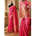 Fuchsia Pink Pure Kora Handloom Banarasi Saree - Sona Roopa Alfi Kadua Boota