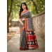 Red Black Pure Maheshwari Silk Handblock Print Saree