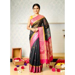 Gadwal Kota Saree- Black