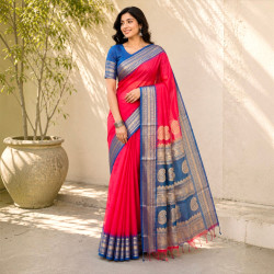 Gadwal Kota Saree- Pink
