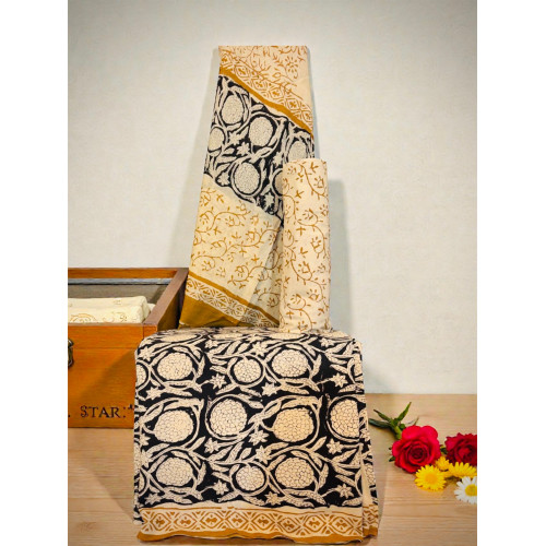 Hand-block 3PC Cotton Unstitched Bagru Handblock Dress Material