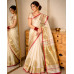 Ivory Gold Pure Handloom Chanderi Silk Saree with floral tree motif