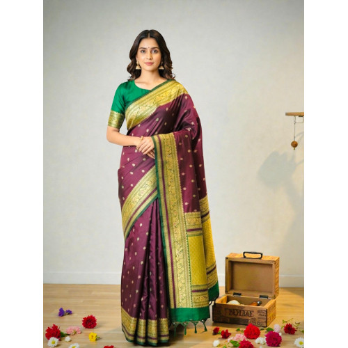 Kanjivaram Semi Silk Saree- Maroon