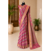 Magenta Pink Designer Pure Chiffon Banarasi Border Lehariya Saree