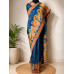 Peacock Blue Pure Pashmina Kani Silk Saree