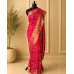 Pink Bandhani Pure Russian Crepe Silk Cutdana Handwork Saree