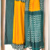 Pochampally Ikat Pure Handloom Mercerised Cotton Saree- Green Yellow