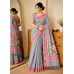 Pochampally Ikat Pure Handloom Mercerised Cotton Saree- Grey