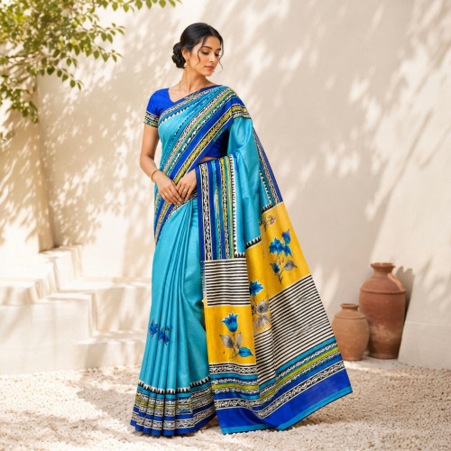 Pure Bishnupuri Silk Chitra Batik Saree: Handpainted Silk Saree