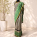 Pure Chanderi Silk Handblock Print Saree- Green