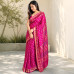 Pure Chanderi Silk Handblock Print Saree- Rani Pink