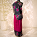Pure Chanderi Silk Handblock Print Saree- Wine