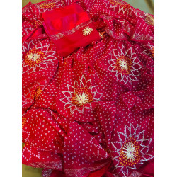 Pure Chiffon Bandhani with Gotta Patti Handwork