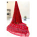 Pure Double Diamond Chiffon Handblock Print Saree- Red