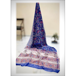 Pure Double Diamond Chiffon Handblock Print Saree