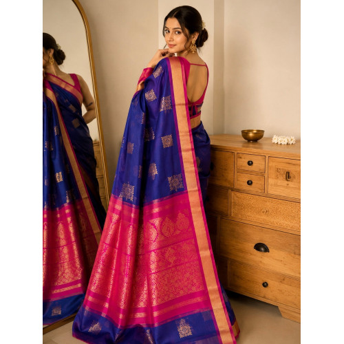Pure Handloom Kancheepuram Silk Saree -Blue