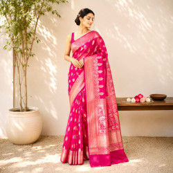 Pure Handloom Kora Banarasi Silk Saree