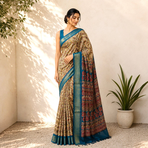 Pure Handloom Munga Tussar Silk Saree
