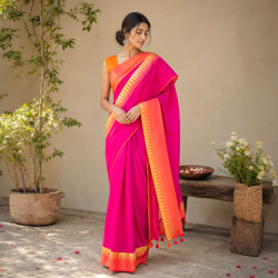 Pure Handloom Premium Khadi Cotton Saree- Pink