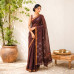 Pure Handloom Tissue Linen Saree- Brown