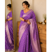 Purple Pure Handloom Khaddi Georgette Kadwa weave Banarasi Saree