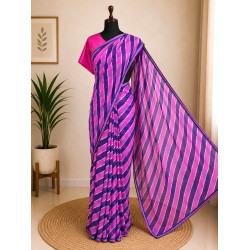 Purple & Rani Pink Designer Leheriya Saree