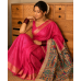 Rani Pink Pure Bapta Silk with Ghicha Madhubani work Saree