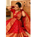Red Bandhani Pure Russian Crepe Silk Cutdana Handwork Saree