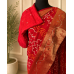 Red Bandhani Pure Russian Crepe Silk Cutdana Handwork Saree