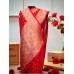 Red Pure Handloom Khaddi Georgette Kadwa Butta Banarasi Saree