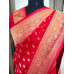Red Pure Handloom Khaddi Georgette Kadwa Butta Banarasi Saree