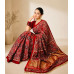 Red Pure Modal Handblock Ajrakh Mirror Work Saree