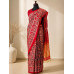 Red Pure Modal Handblock Ajrakh Mirror Work Saree