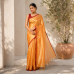 Regal Elegance Handloom Raga Tissue Cotton Saree- Orange Golden
