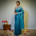 Regal Elegance Handloom Raga Tissue Cotton Saree- Peacock Blue