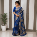 Royal Blue Pure Chiffon Banarasi Saree with Jaal work