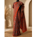 Rust Red Pure Modal Gajji Silk Ajrak Handblock Print Saree