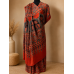 Rust Red Pure Modal Gajji Silk Ajrak Handblock Print Saree
