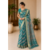 Teal Green Designer Pure Chiffon Banarasi Border Lehariya Saree