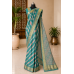 Teal Green Designer Pure Chiffon Banarasi Border Lehariya Saree